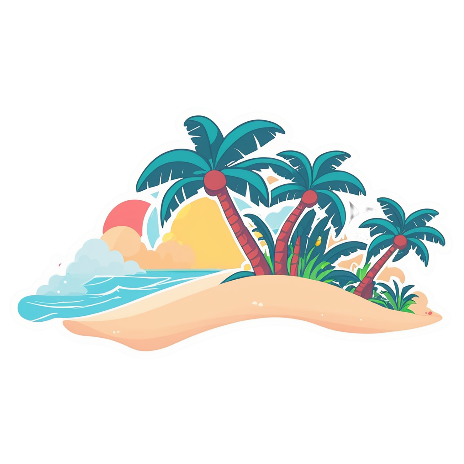 Beach cute sticker isolated on transparent background #12356