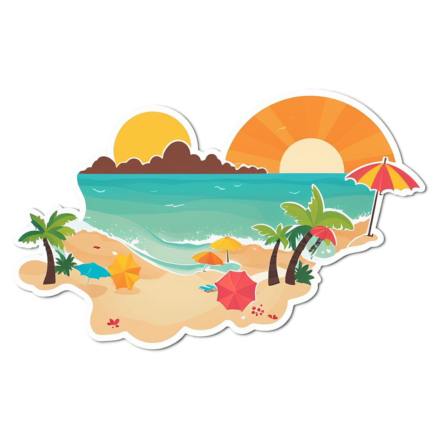 Beach cute sticker isolated on transparent background #12357