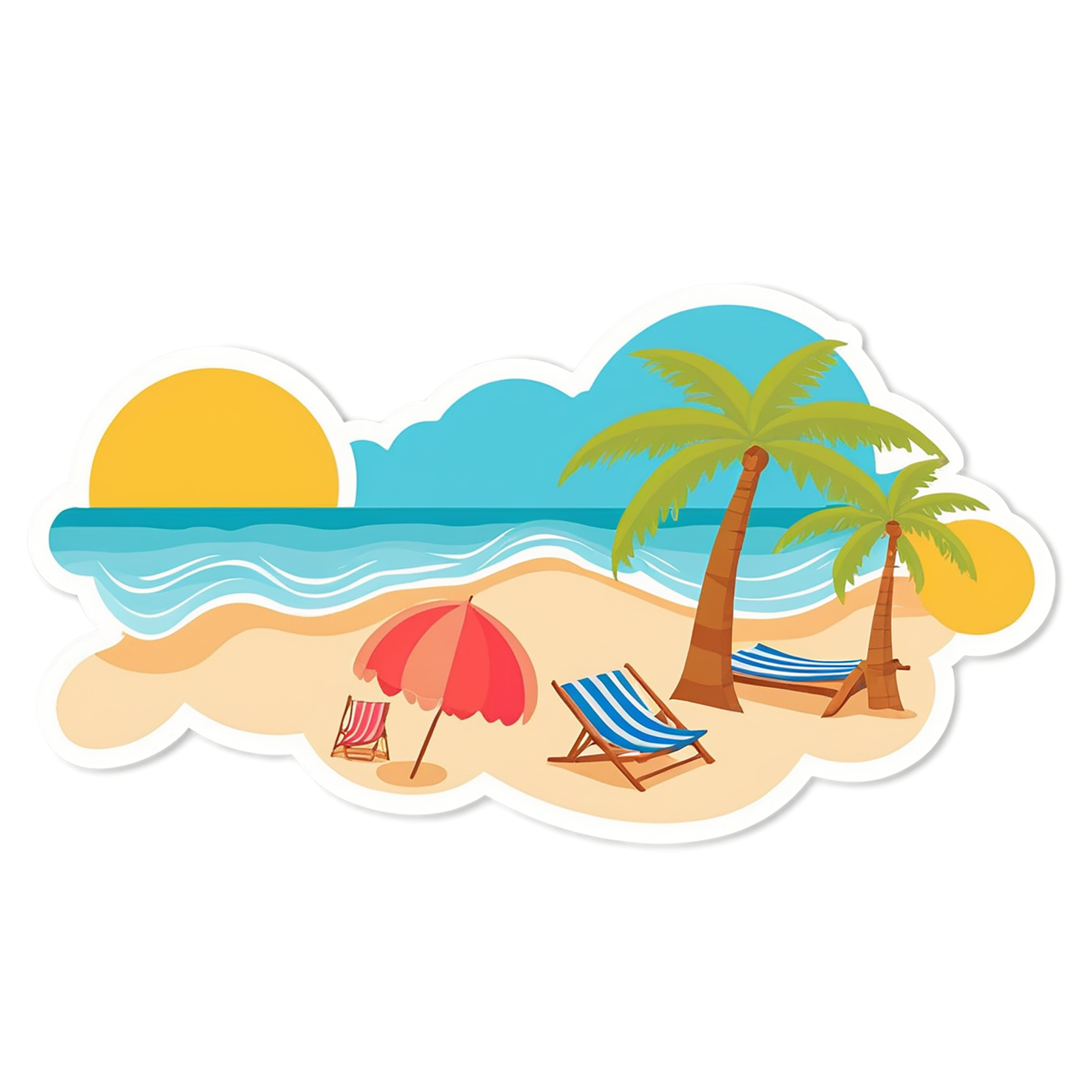 Beach cute sticker isolated on transparent background #12359
