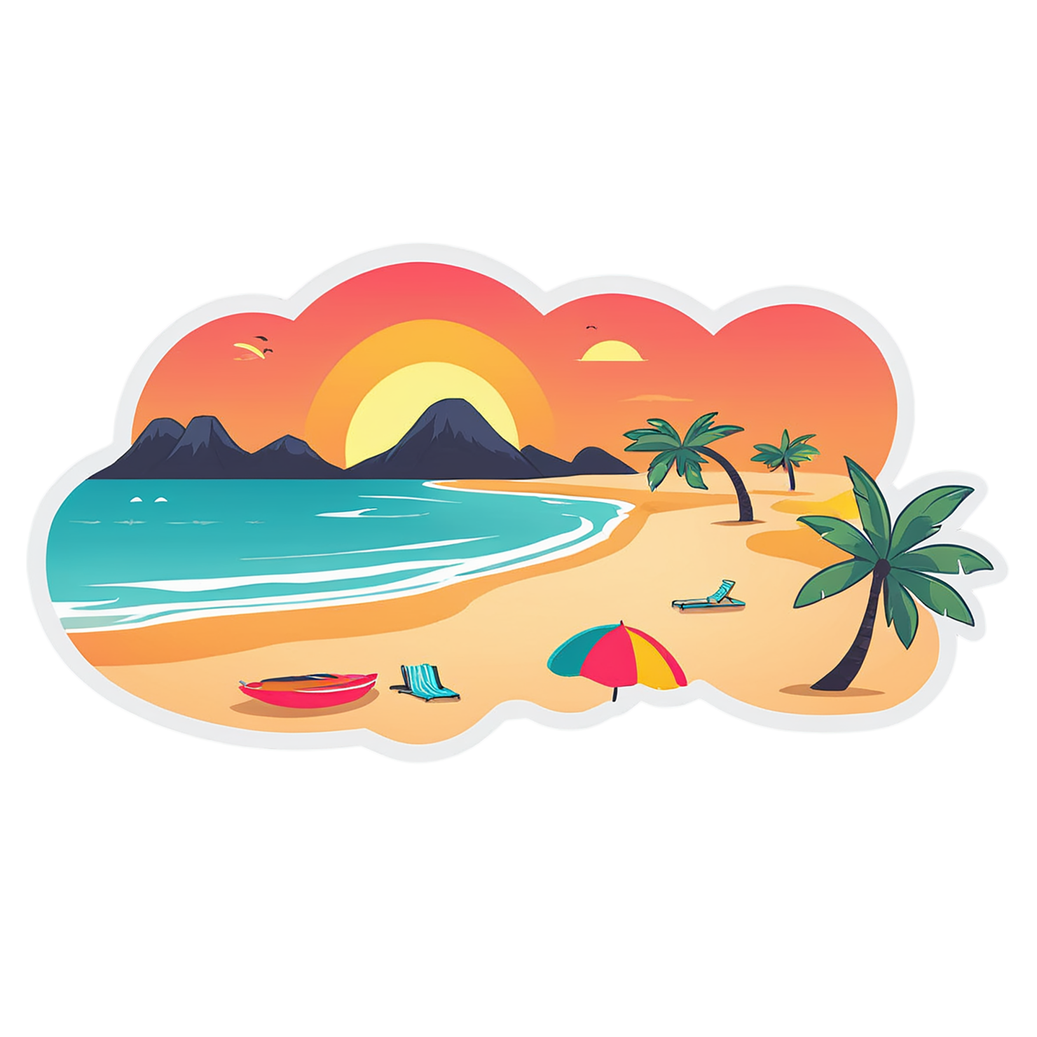 Beach cute sticker isolated on transparent background #12369