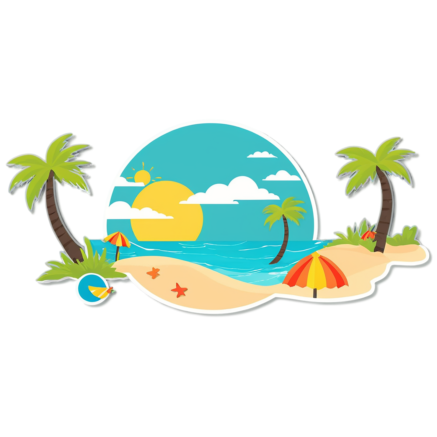Beach cute sticker isolated on transparent background #12374