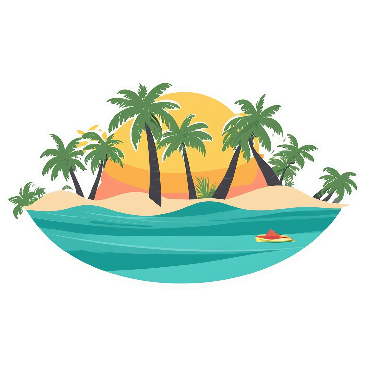 Beach cute sticker isolated on transparent background #12375