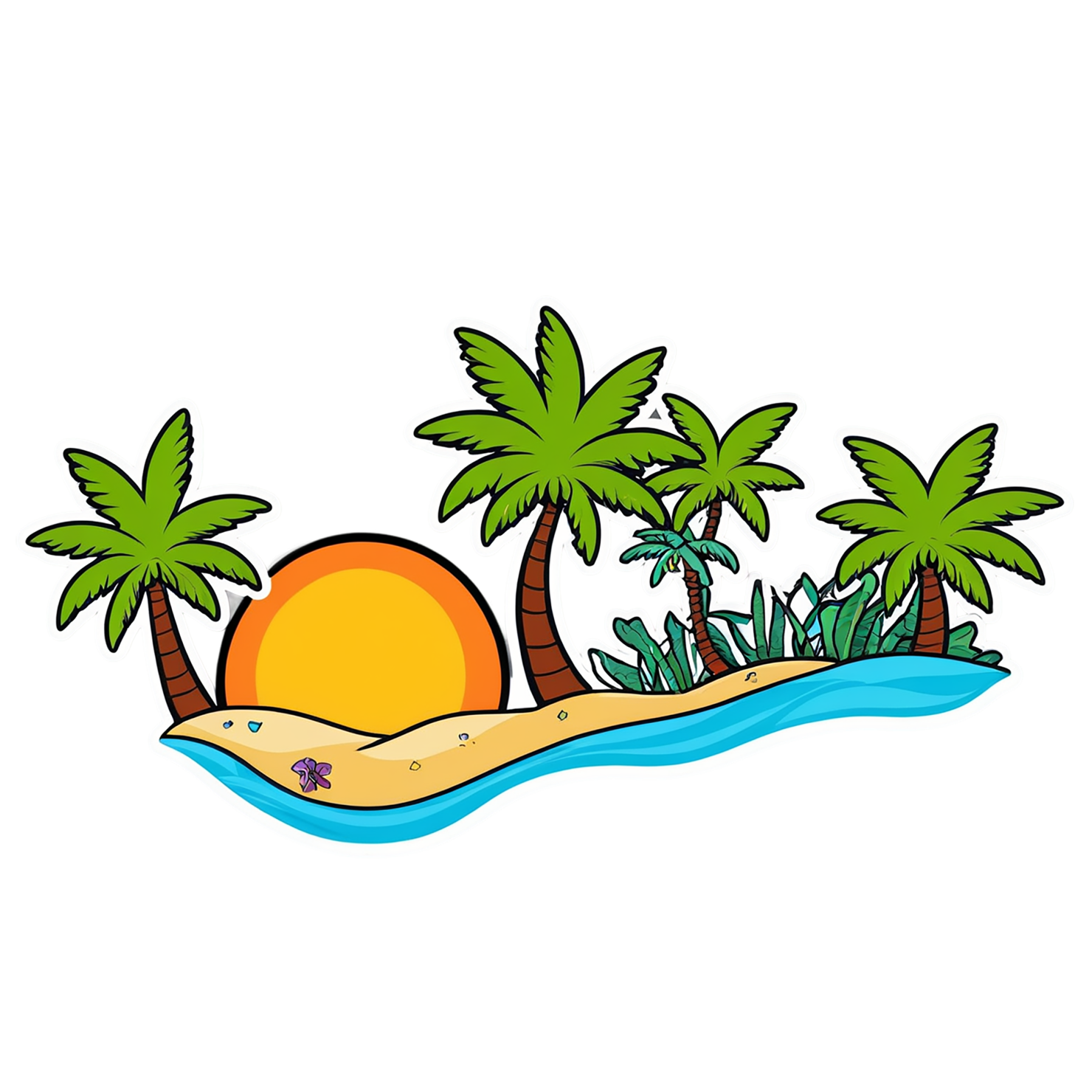 Beach cute sticker isolated on transparent background #12382