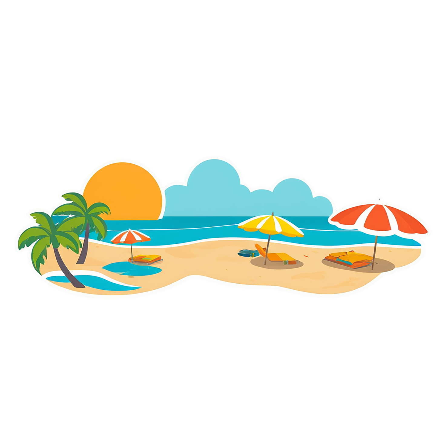 Beach cute sticker isolated on transparent background #12386