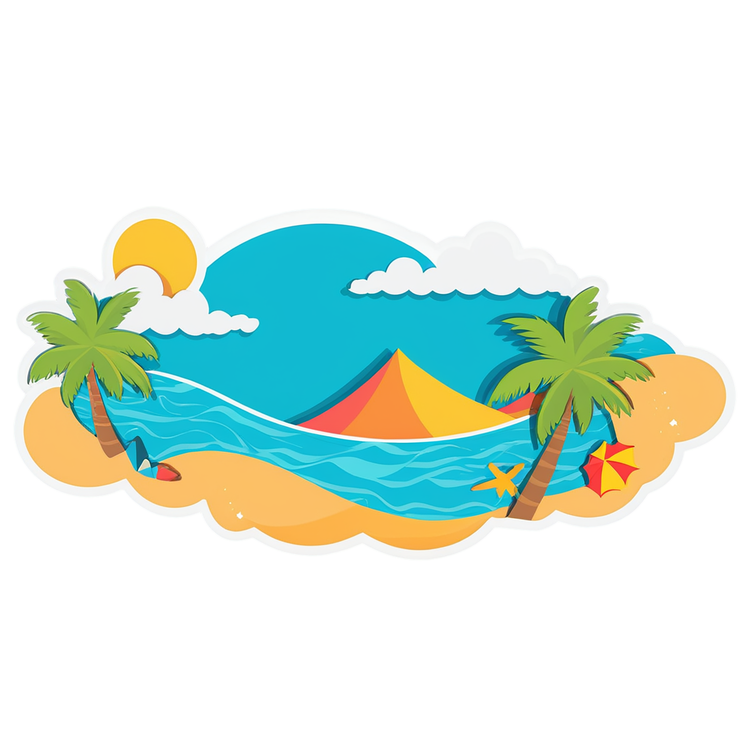 Beach cute sticker isolated on transparent background #12406