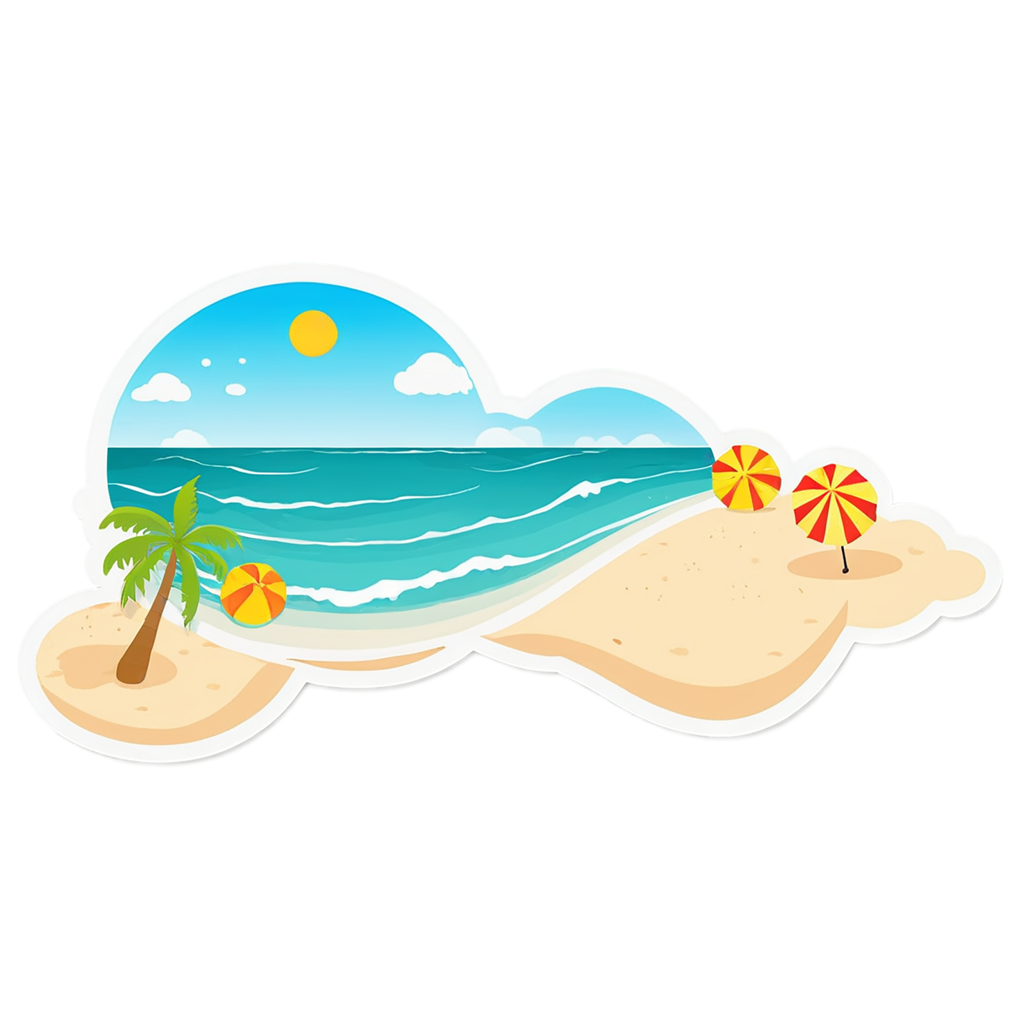 Beach cute sticker isolated on transparent background #12407