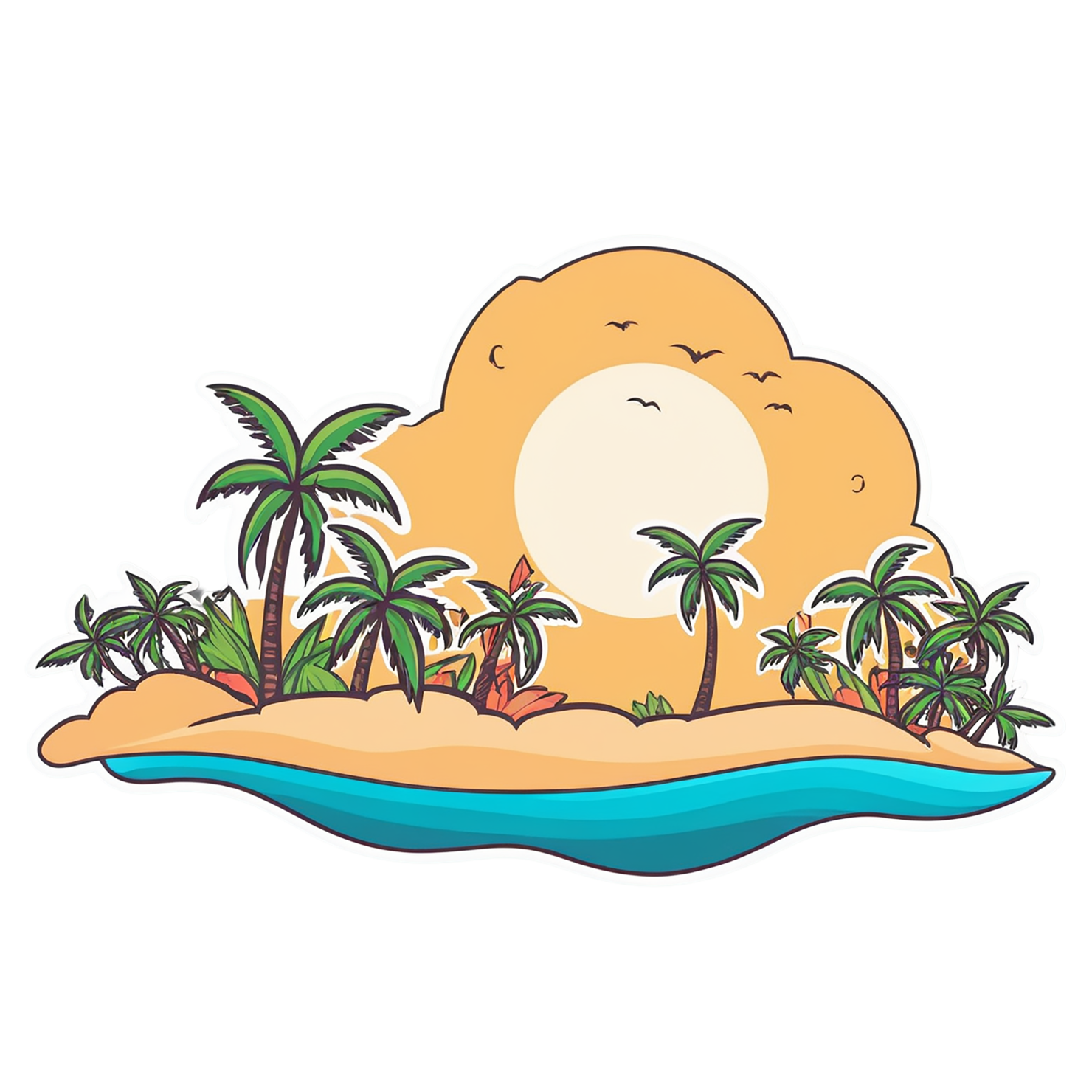 Beach cute sticker isolated on transparent background #12409