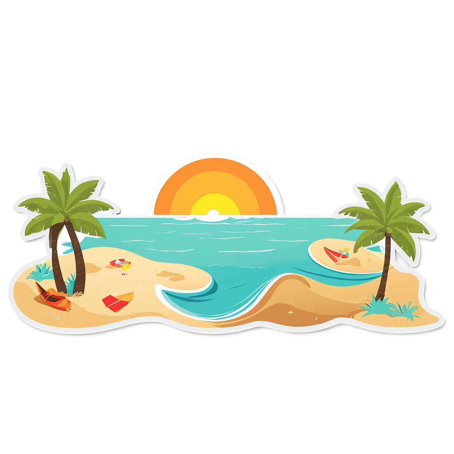 Beach cute sticker isolated on transparent background #12416