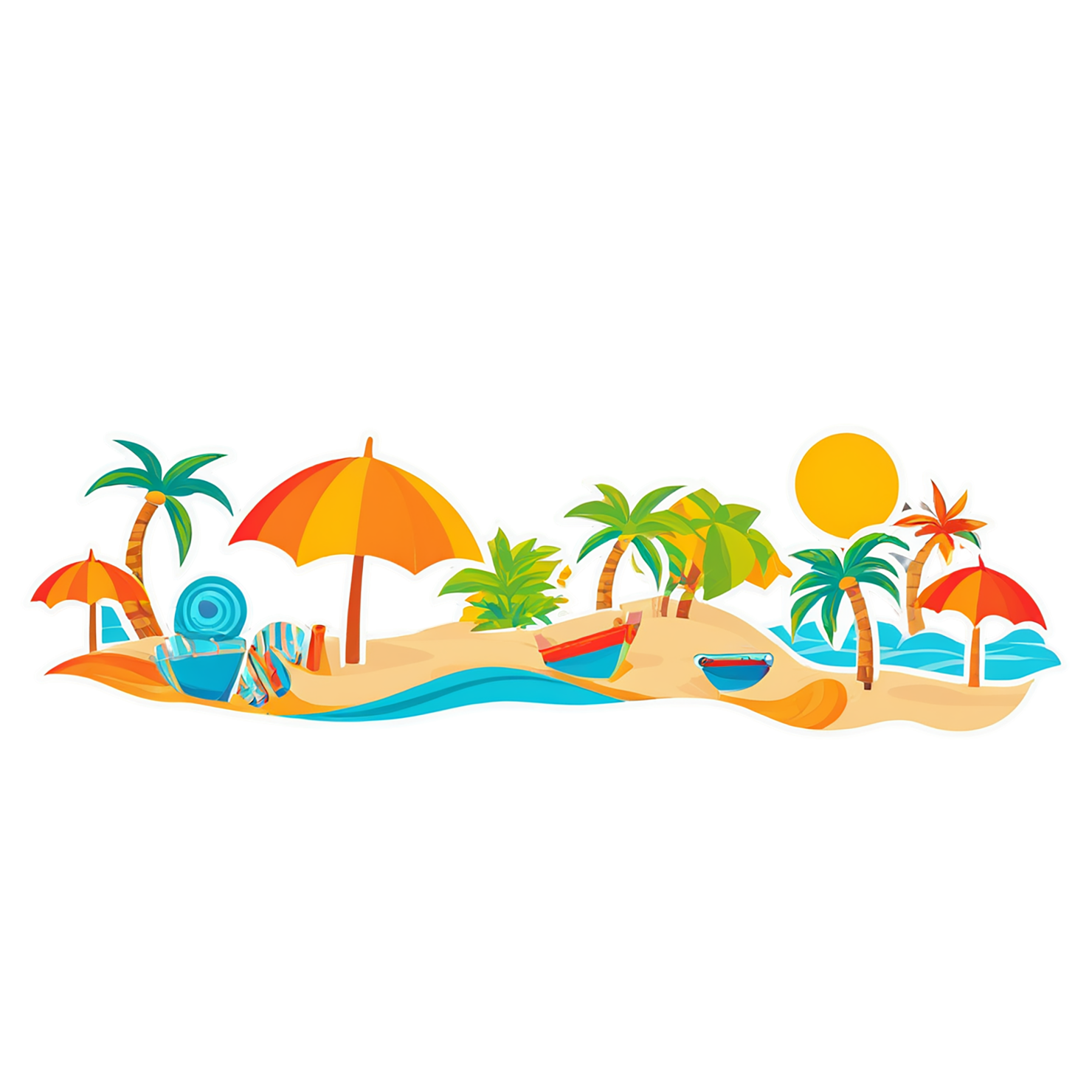 Beach cute sticker isolated on transparent background #12430