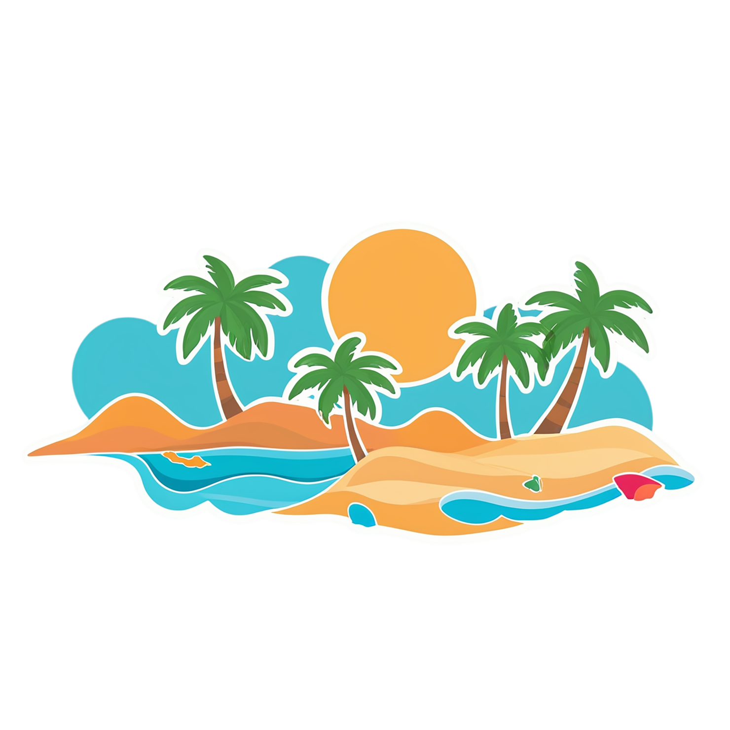 Beach cute sticker isolated on transparent background #12435