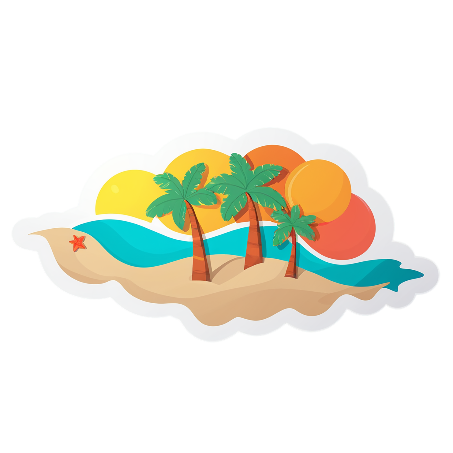 Beach cute sticker isolated on transparent background #12445