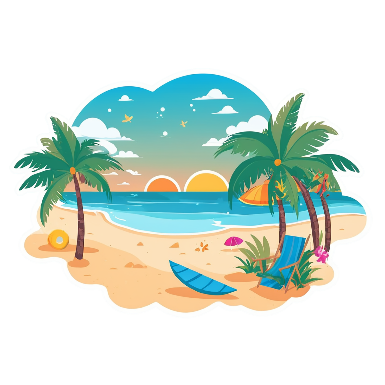 Beach cute sticker isolated on transparent background #12454