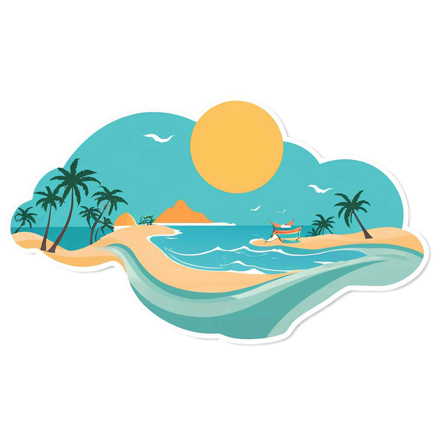 Beach cute sticker isolated on transparent background #12456