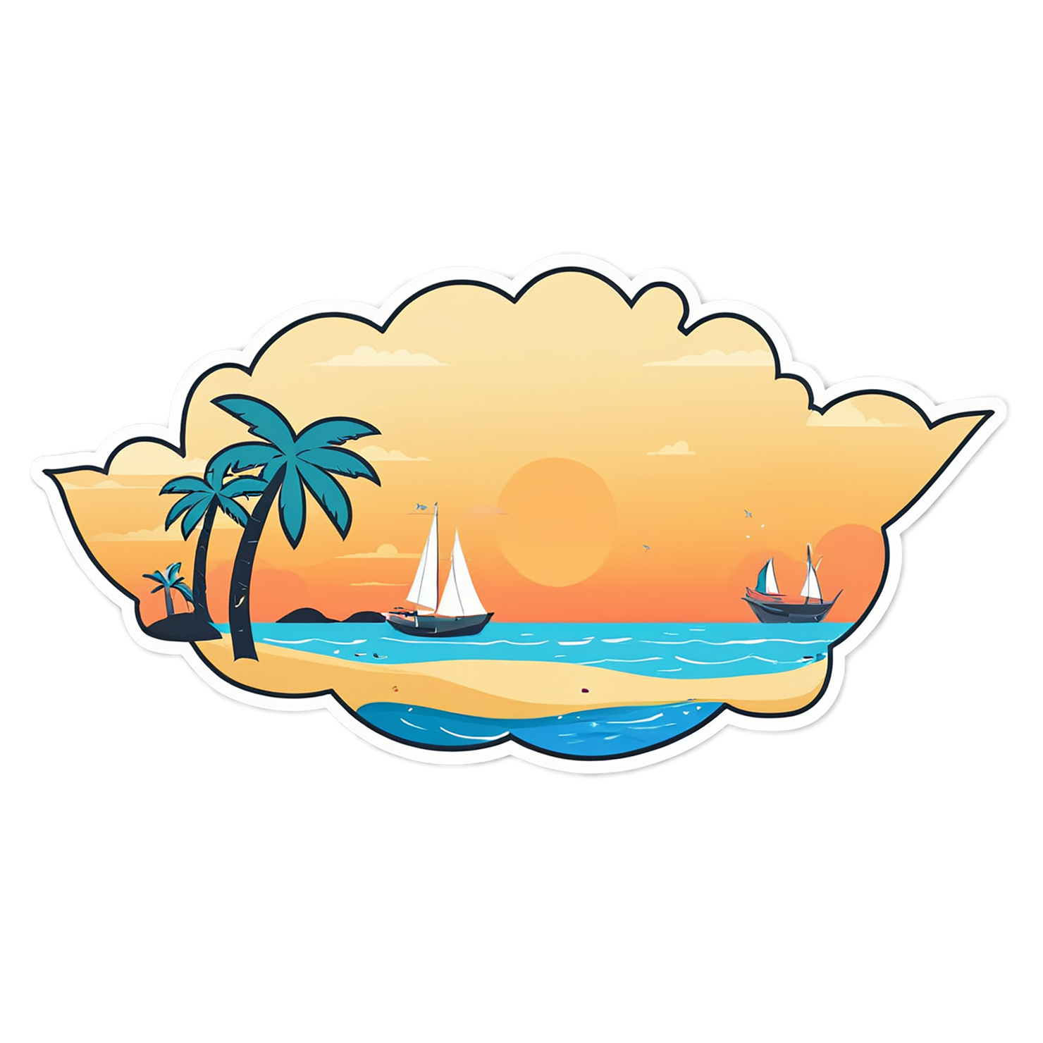 Beach cute sticker isolated on transparent background #12459