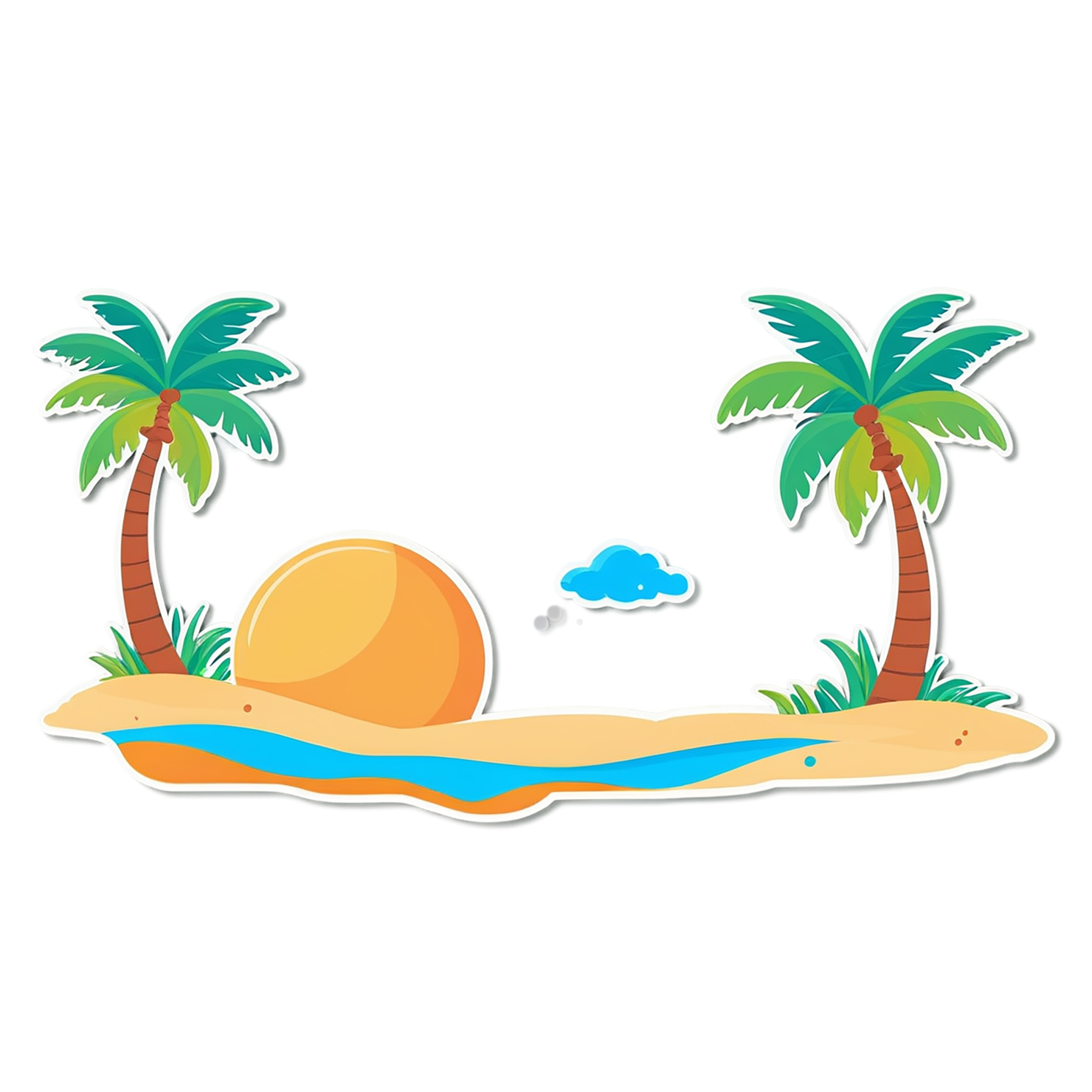 Beach cute sticker isolated on transparent background #12470