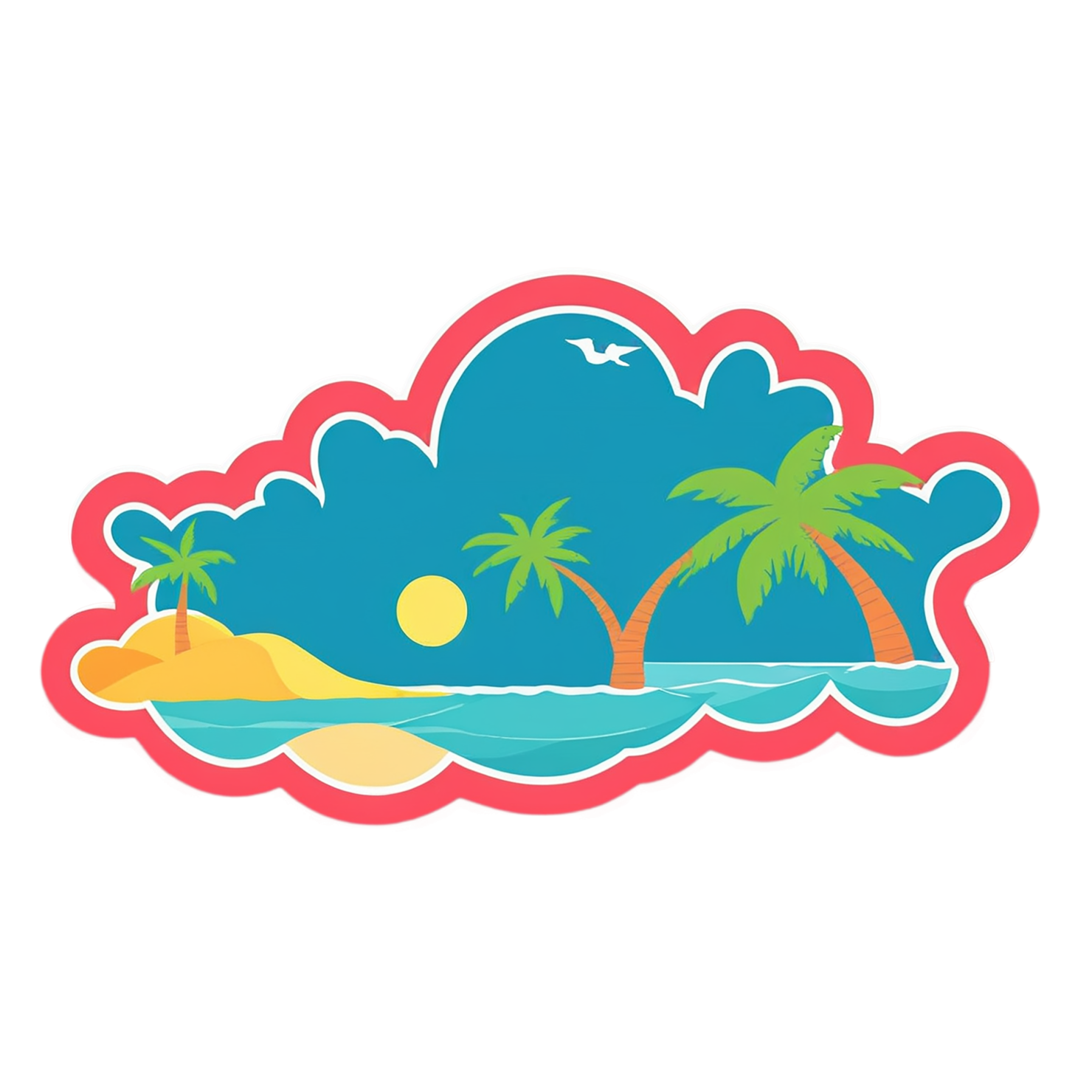 Beach cute sticker isolated on transparent background #12480