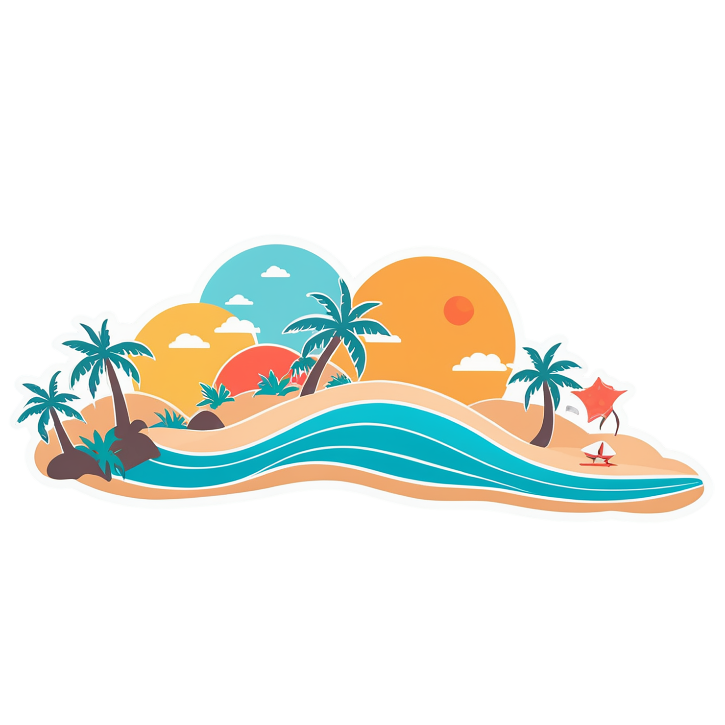 Beach cute sticker isolated on transparent background #12490