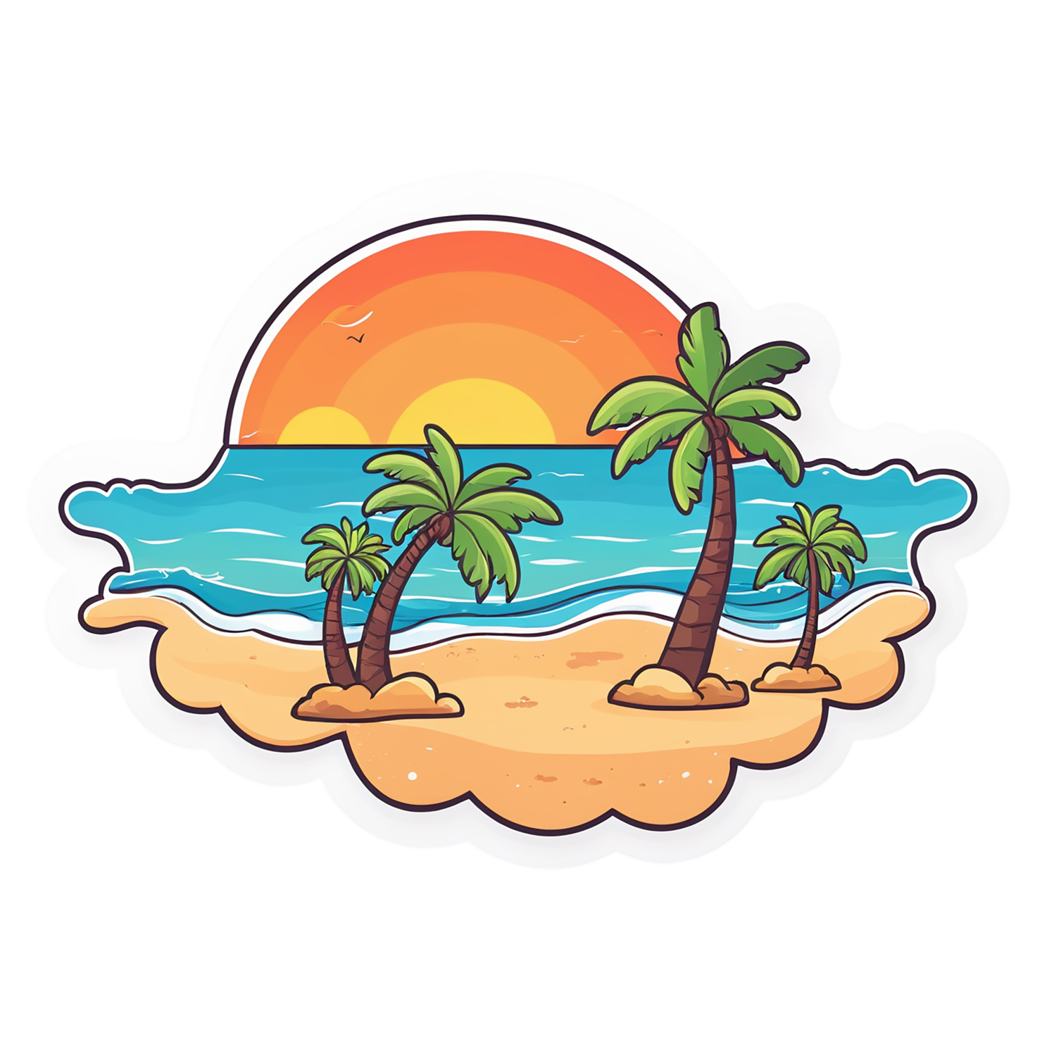 Beach cute sticker isolated on transparent background #12501