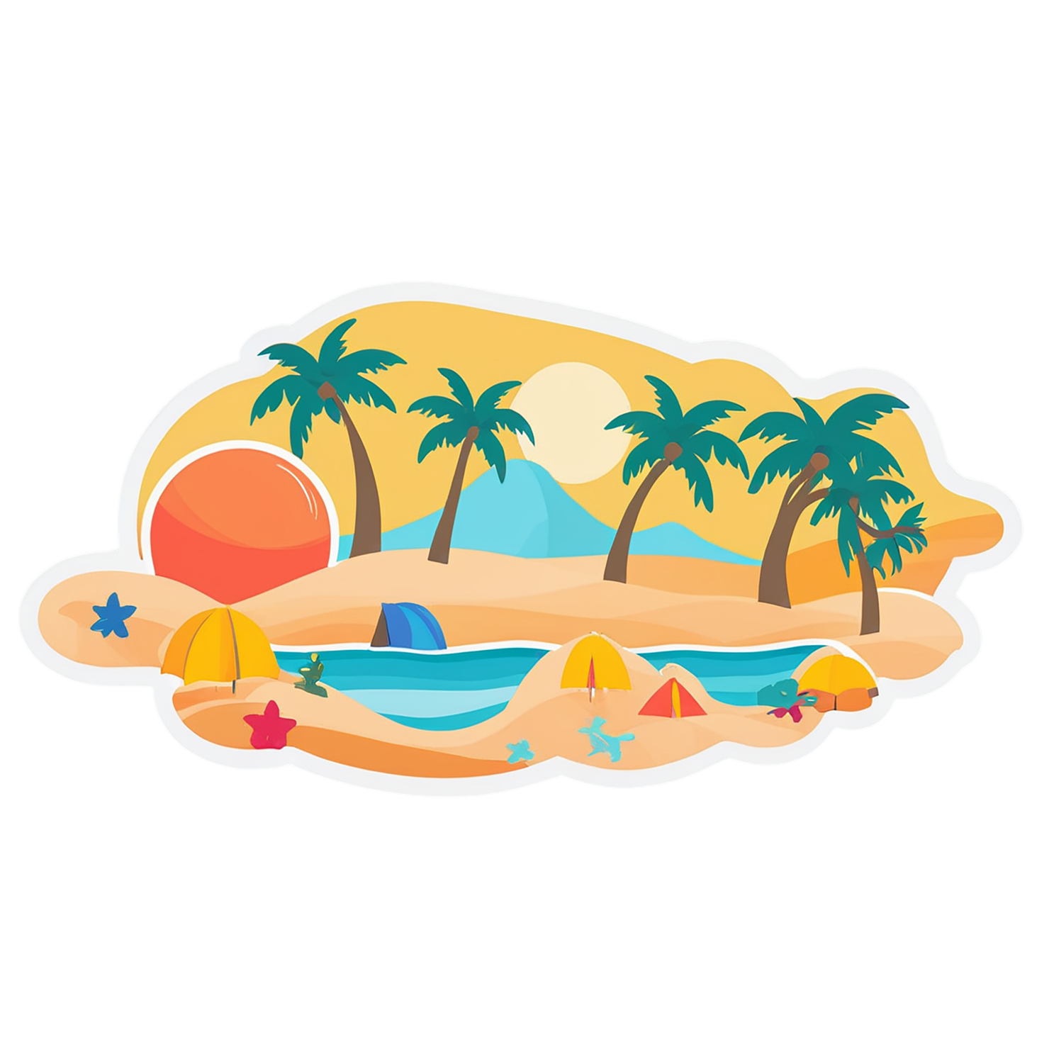 Beach cute sticker isolated on transparent background #12522