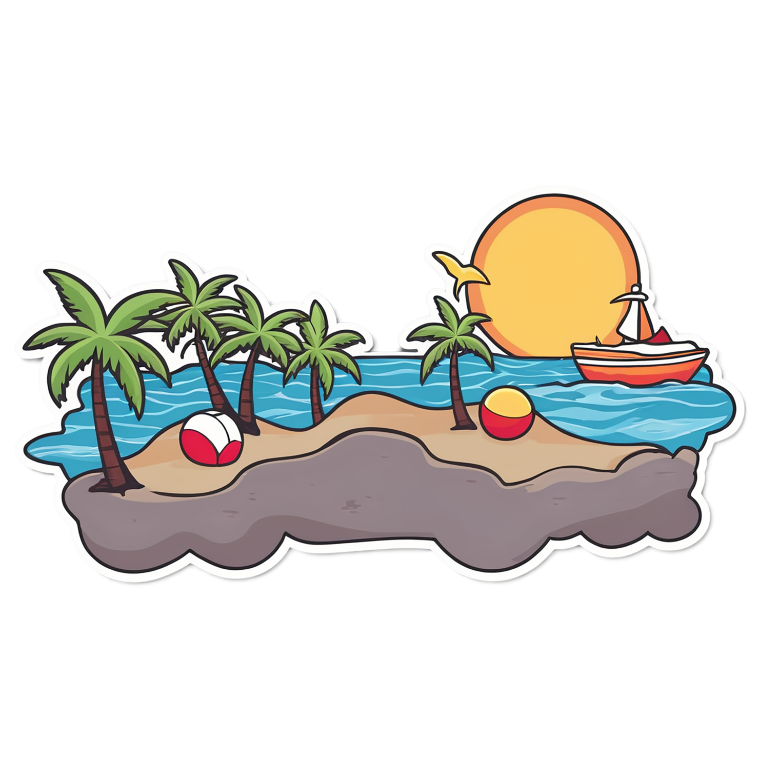 Beach cute sticker isolated on transparent background #12546
