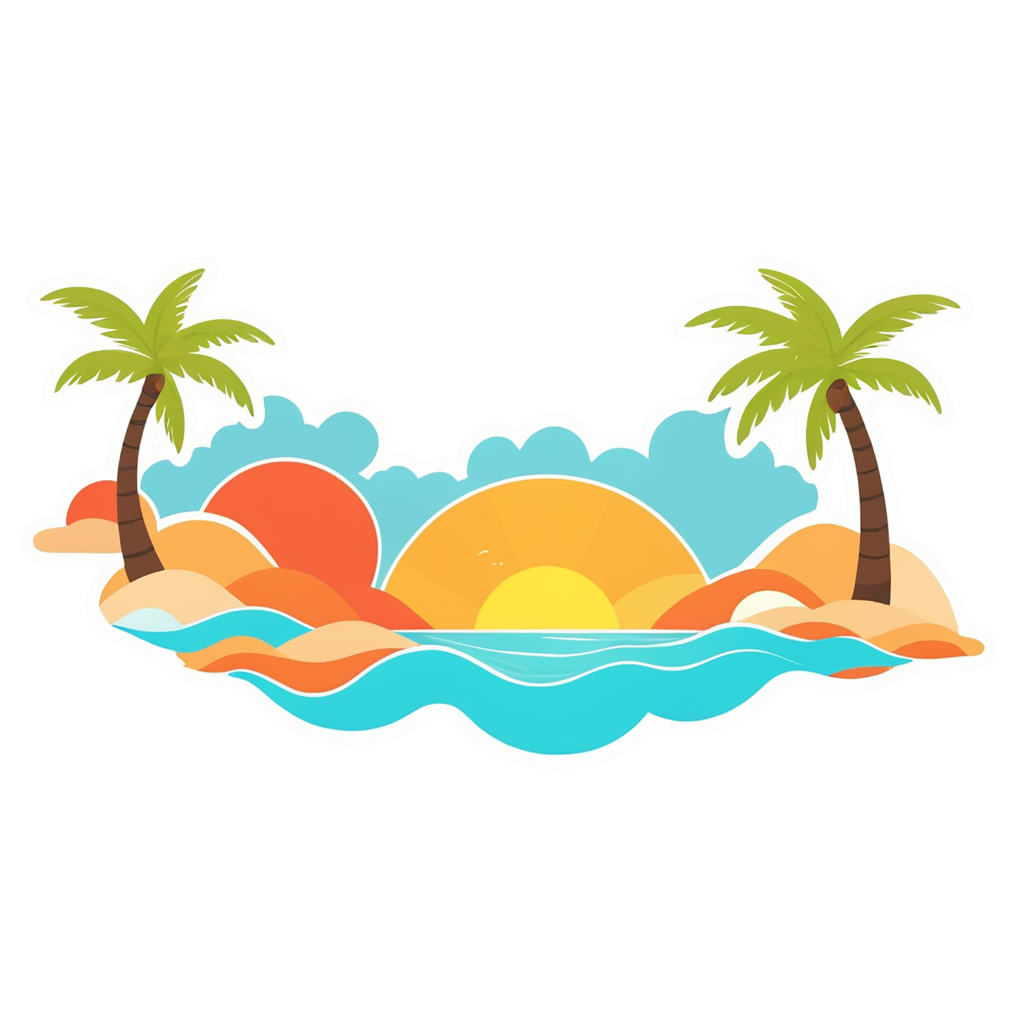 Beach cute sticker isolated on transparent background #12550
