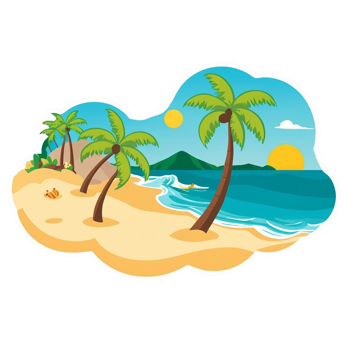 Beach cute sticker isolated on transparent background #12561