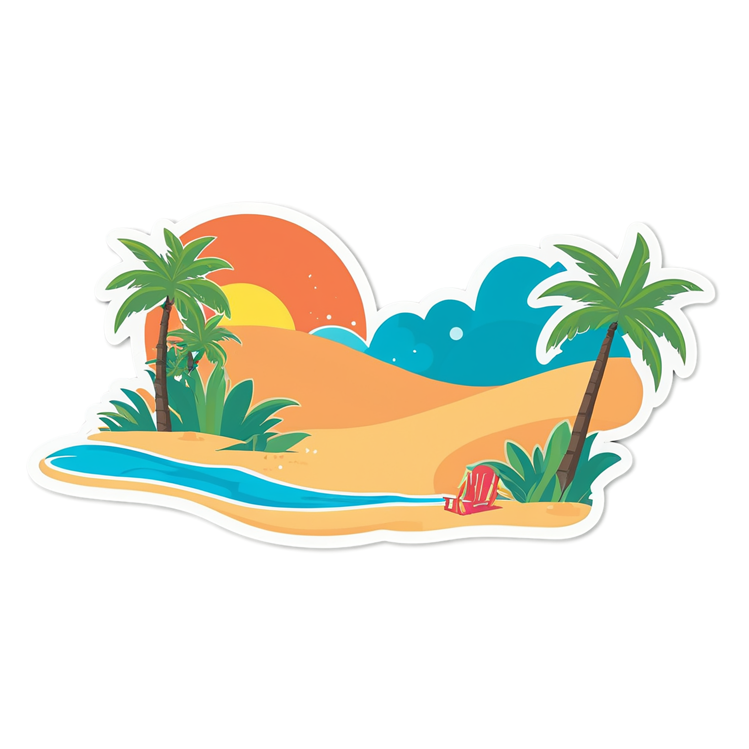 Beach cute sticker isolated on transparent background #12579