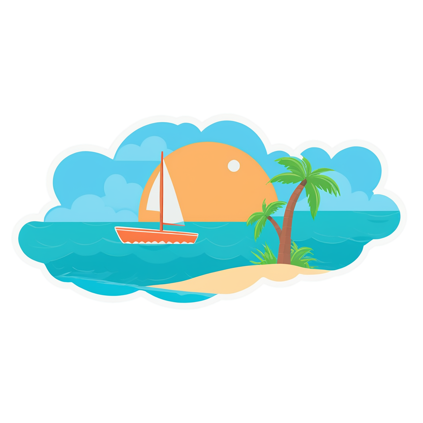Beach cute sticker isolated on transparent background #12588