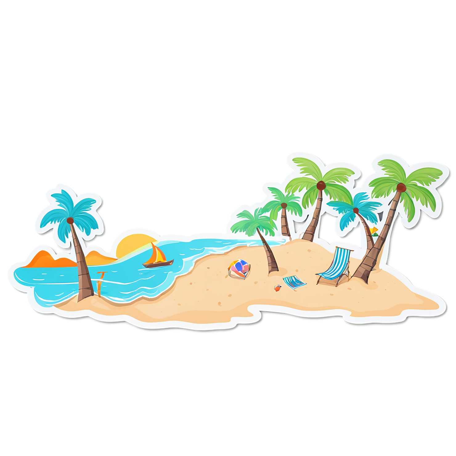 Beach cute sticker isolated on transparent background #12589