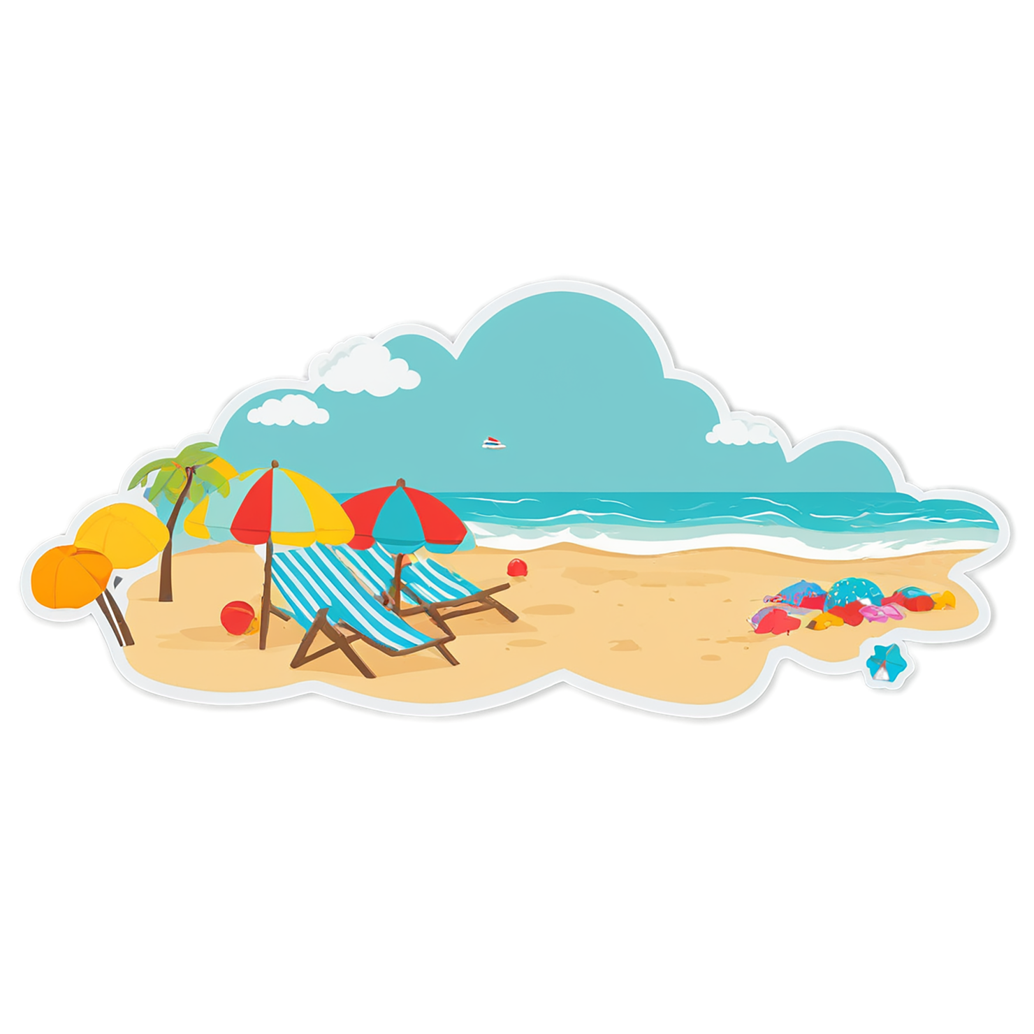Beach cute sticker isolated on transparent background #12618