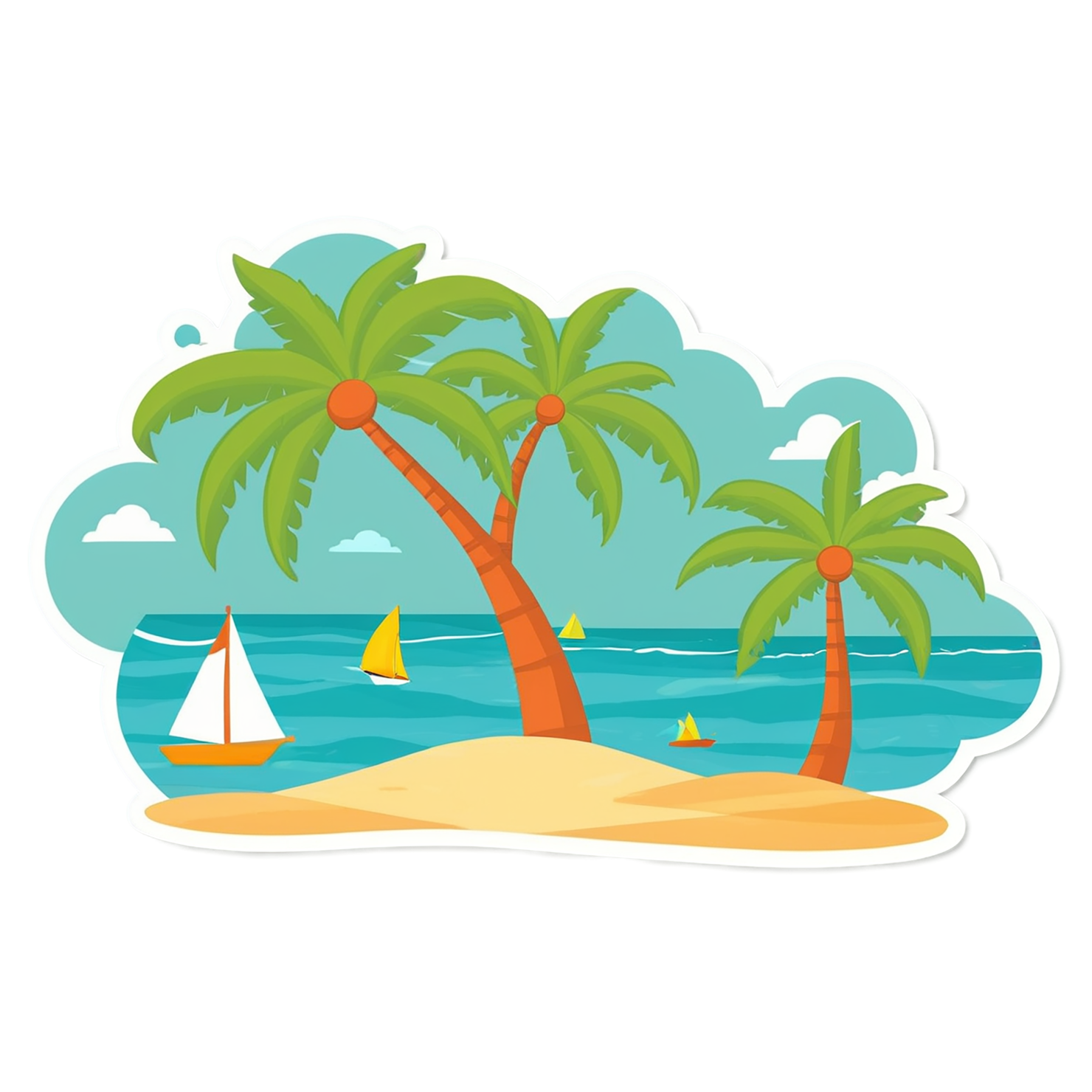 Beach cute sticker isolated on transparent background #12630