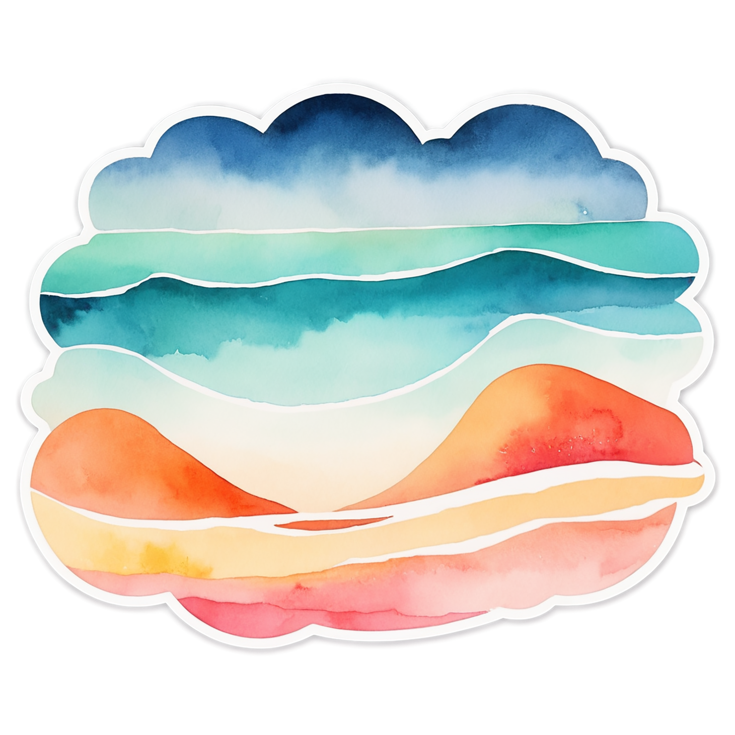 Beach Watercolor sticker isolated on transparent background #12631