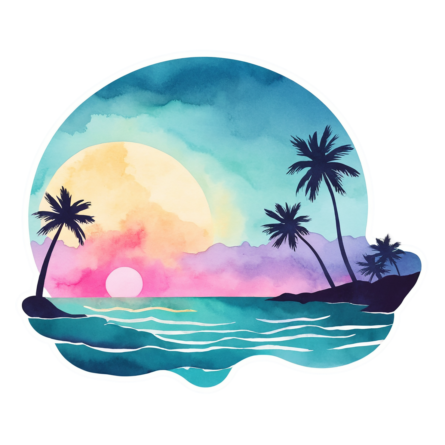 Beach Watercolor sticker isolated on transparent background #12632