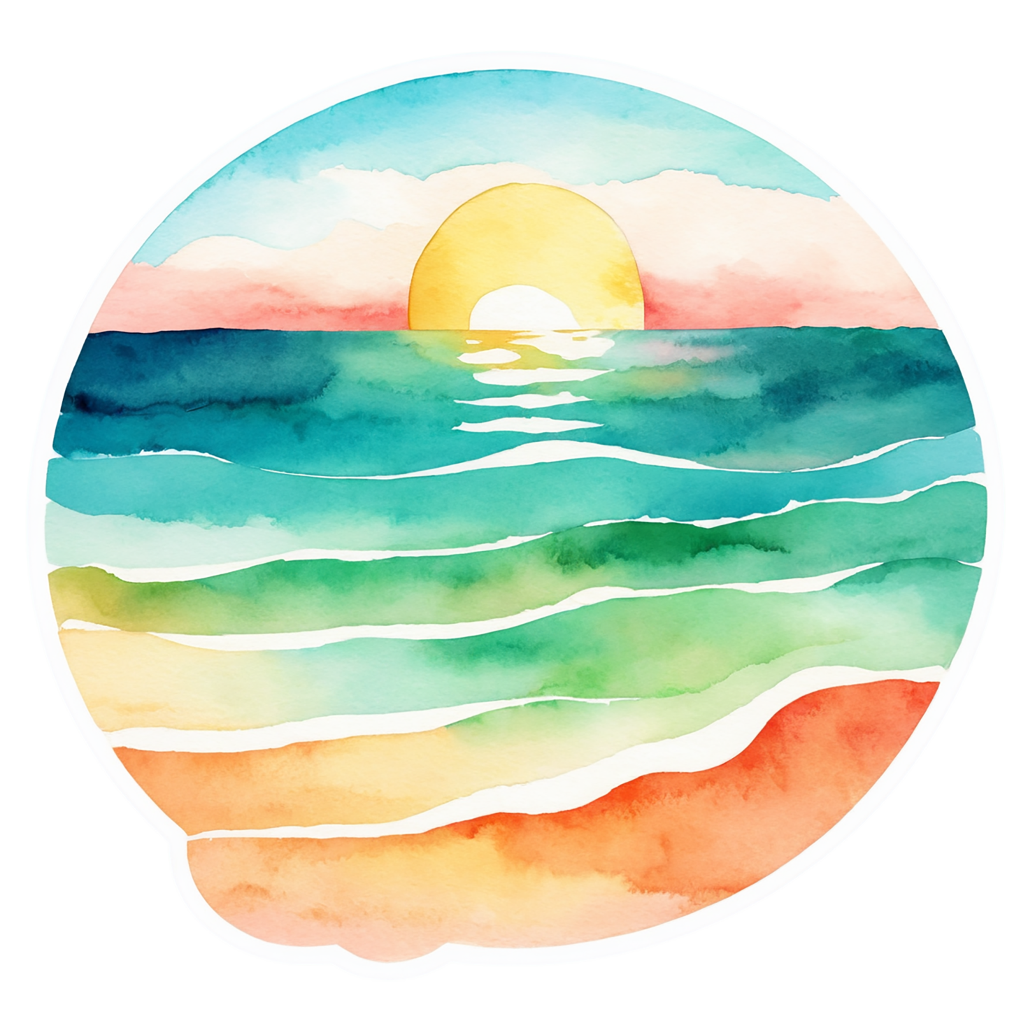 Beach Watercolor sticker isolated on transparent background #12633