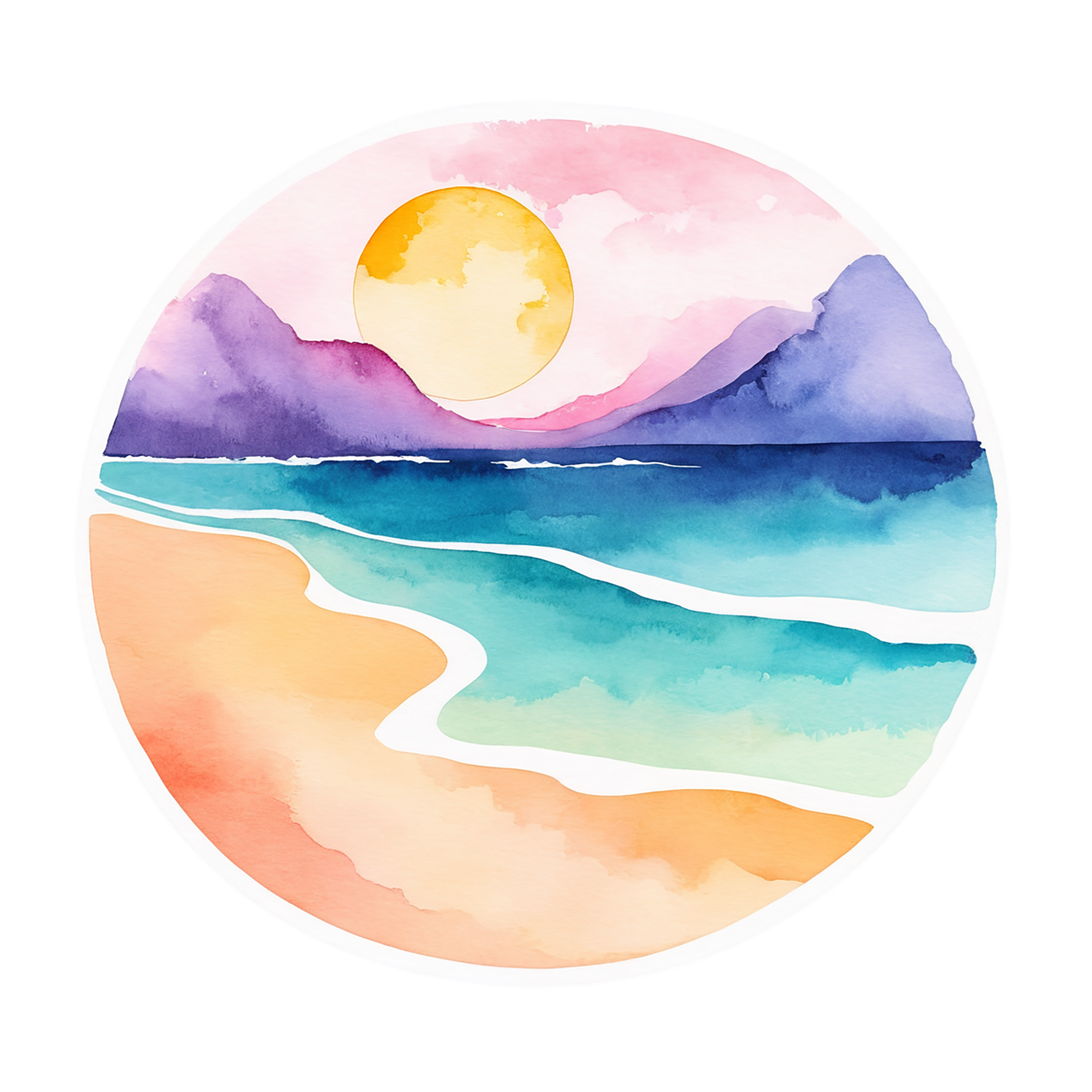 Beach Watercolor sticker isolated on transparent background #12636