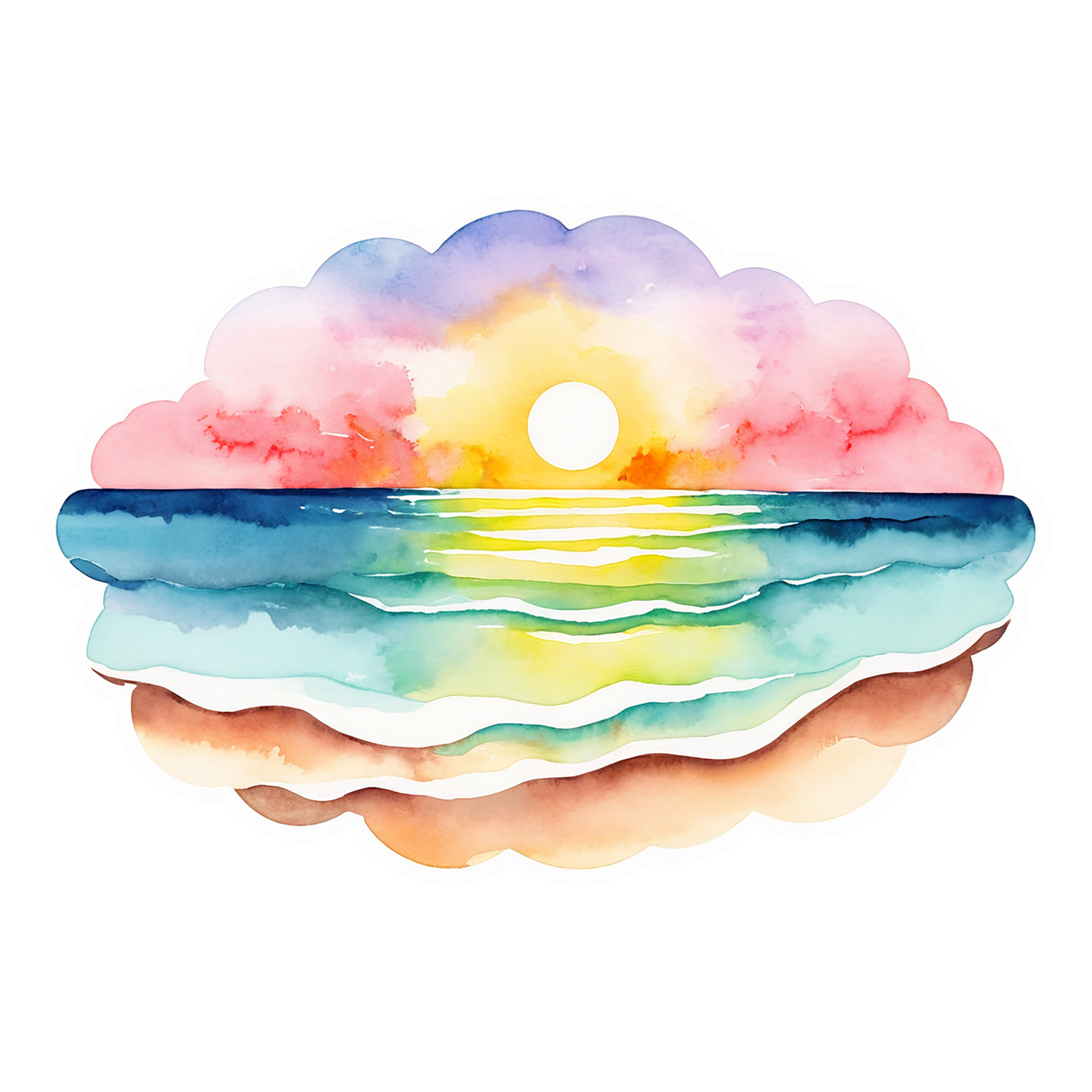 Beach Watercolor sticker isolated on transparent background #12637