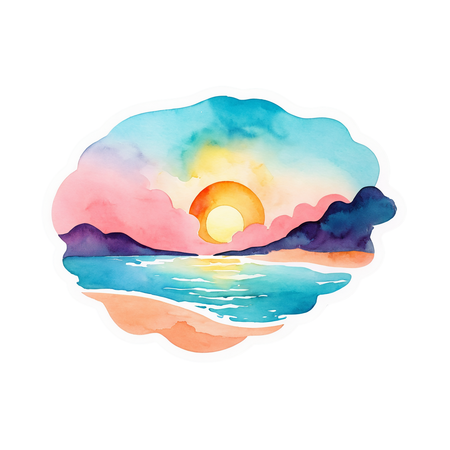 Beach Watercolor sticker isolated on transparent background #12638