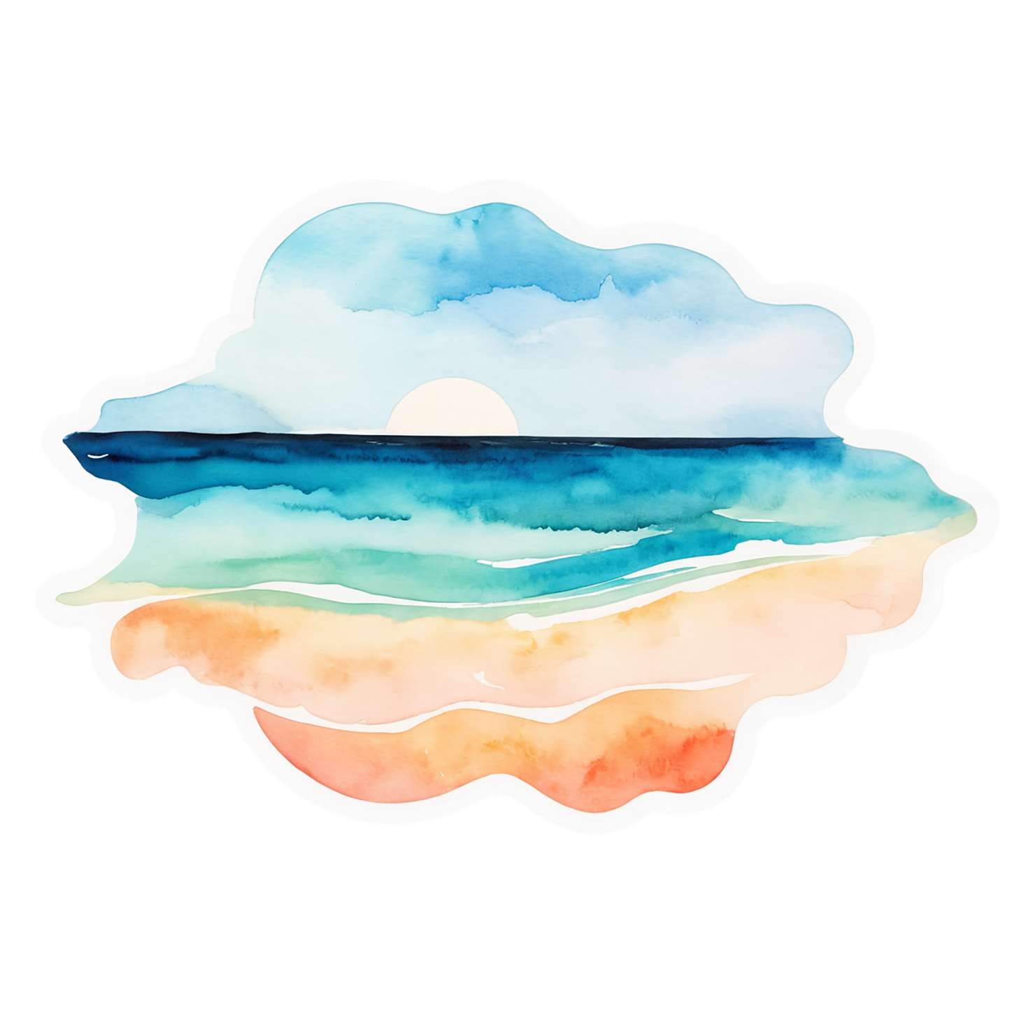 Beach Watercolor sticker isolated on transparent background #12639