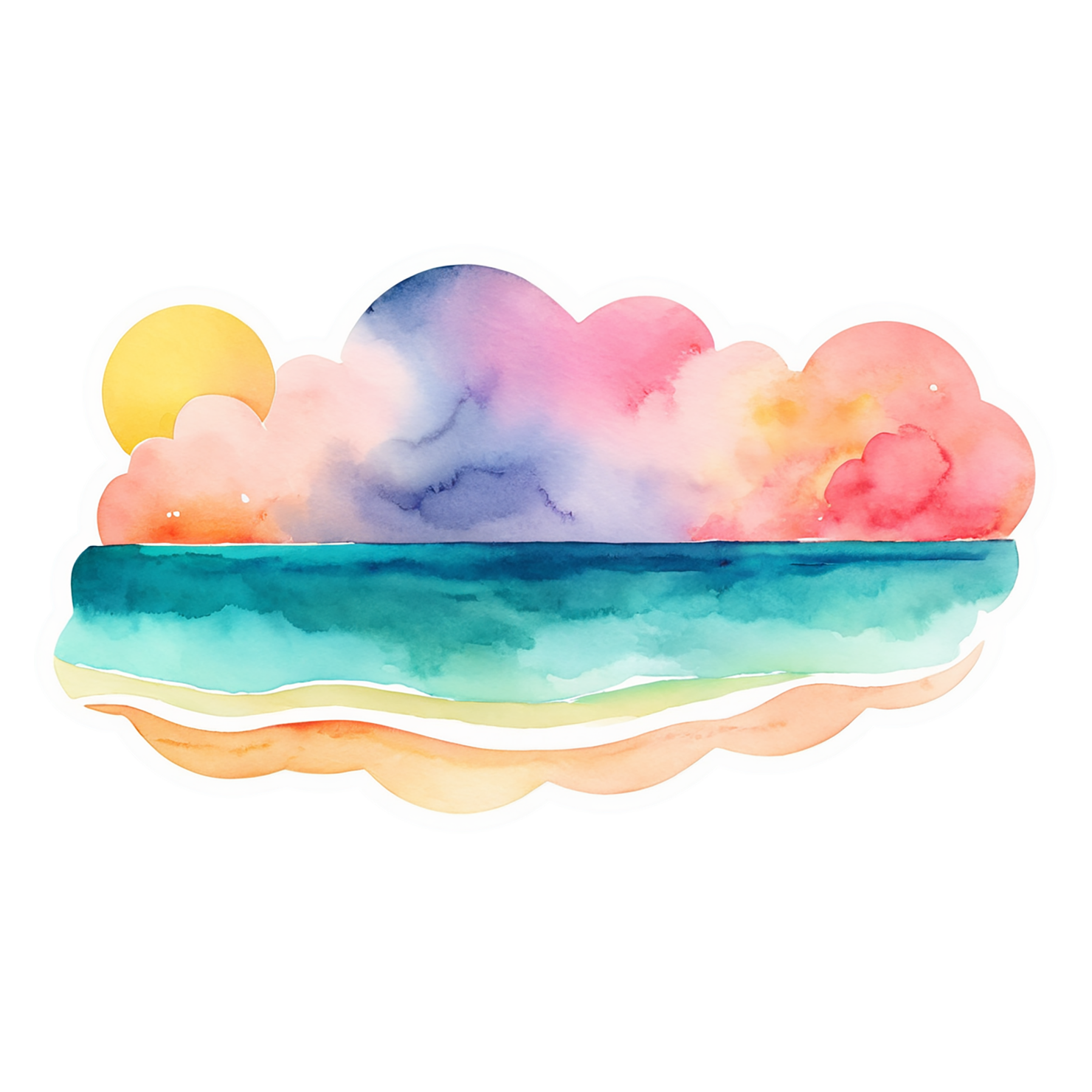 Beach Watercolor sticker isolated on transparent background #12640
