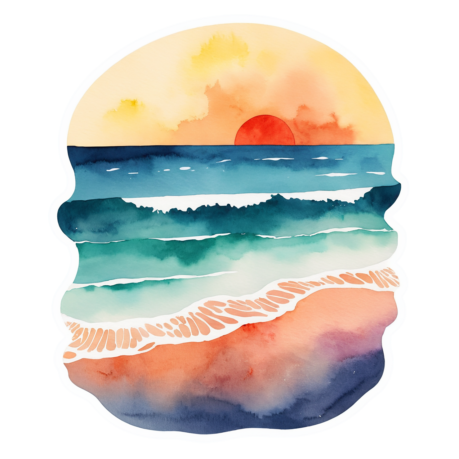Beach Watercolor sticker isolated on transparent background #12641