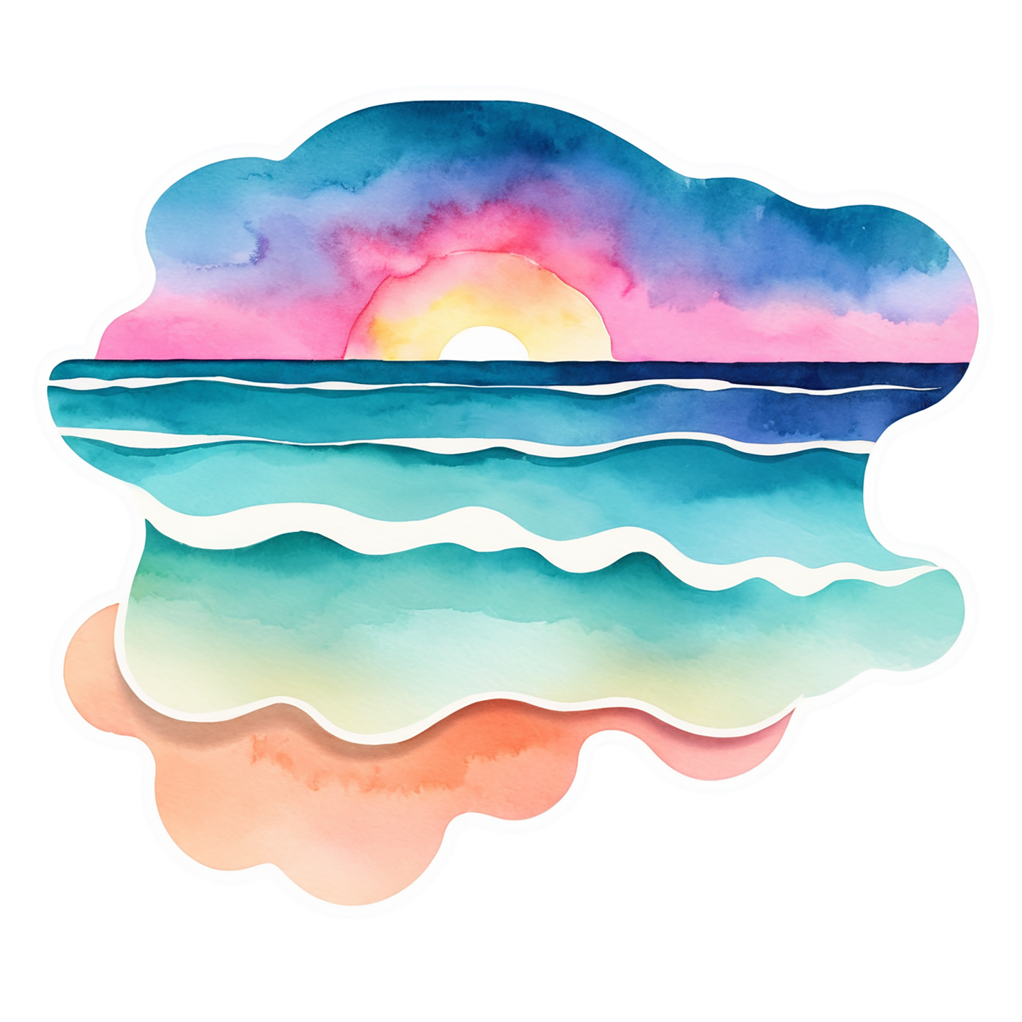 Beach Watercolor sticker isolated on transparent background #12642