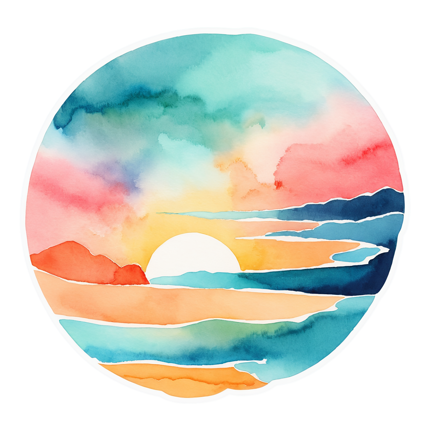 Beach Watercolor sticker isolated on transparent background #12643