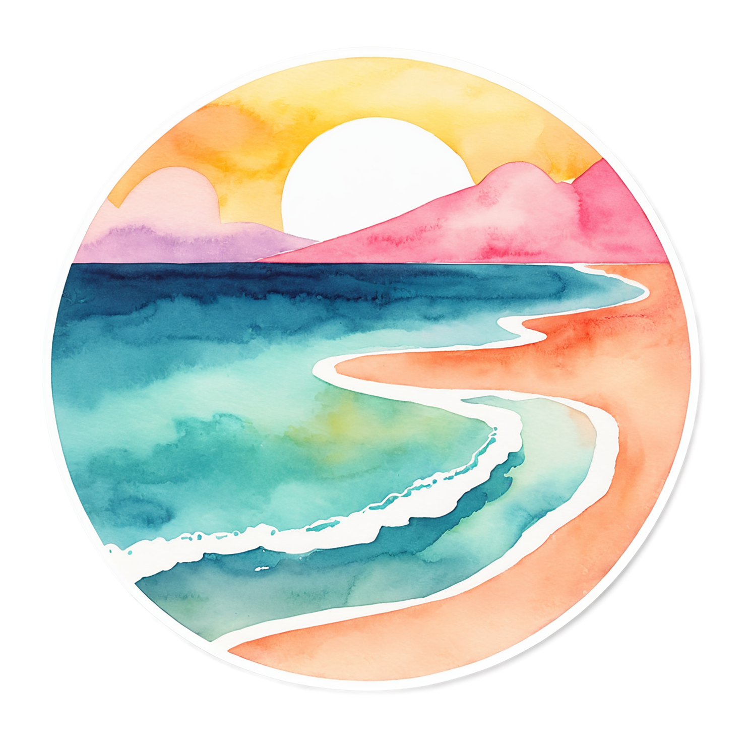 Beach Watercolor sticker isolated on transparent background #12644
