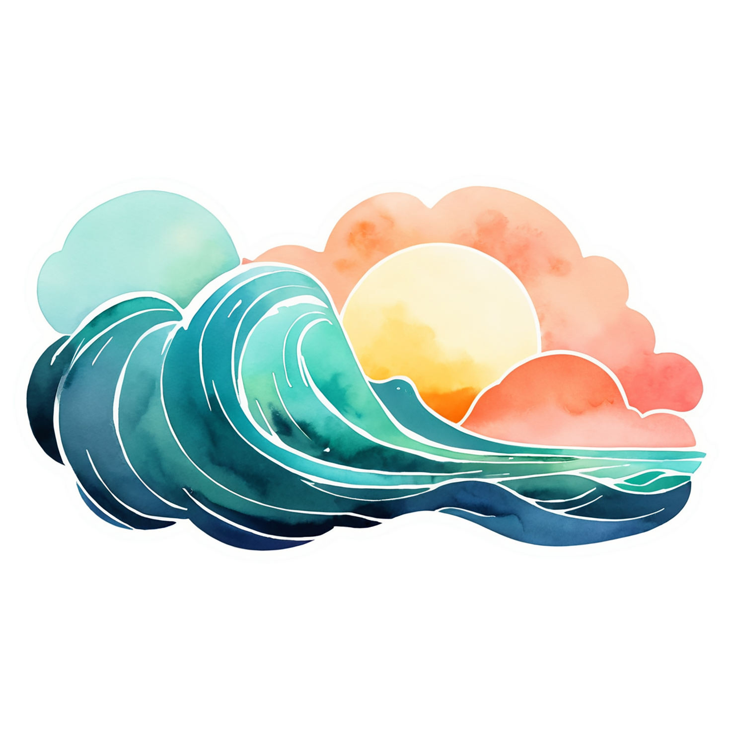 Beach Watercolor sticker isolated on transparent background #12645
