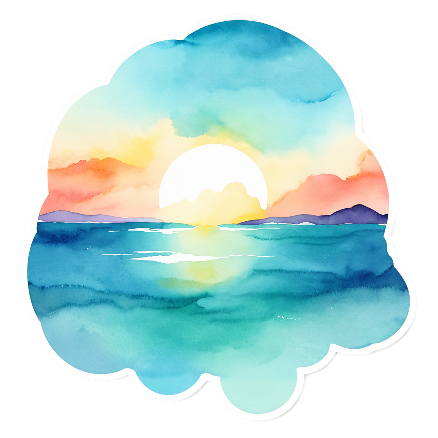 Beach Watercolor sticker isolated on transparent background #12646
