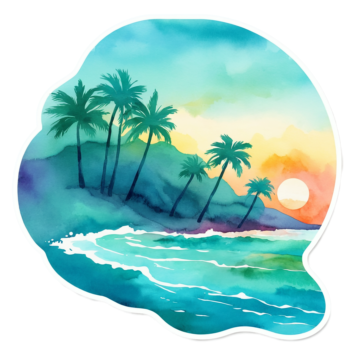 Beach Watercolor sticker isolated on transparent background #12647