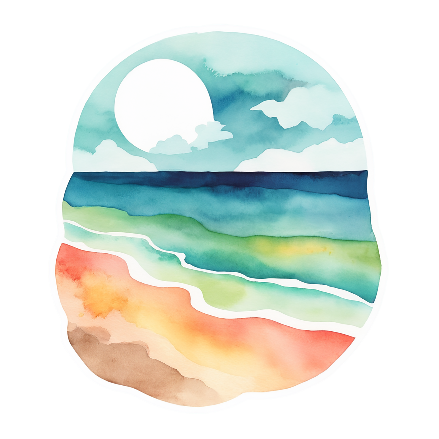 Beach Watercolor sticker isolated on transparent background #12648