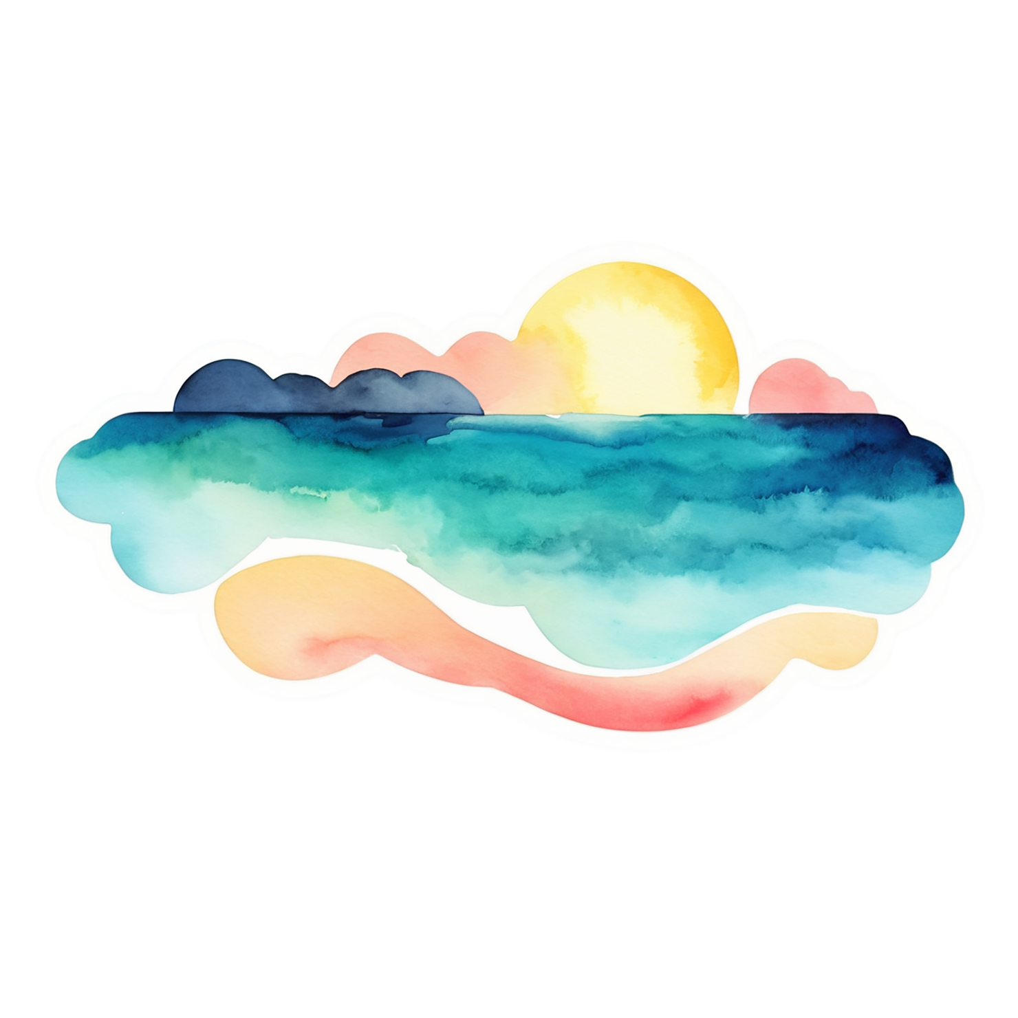 Beach Watercolor sticker isolated on transparent background #12649