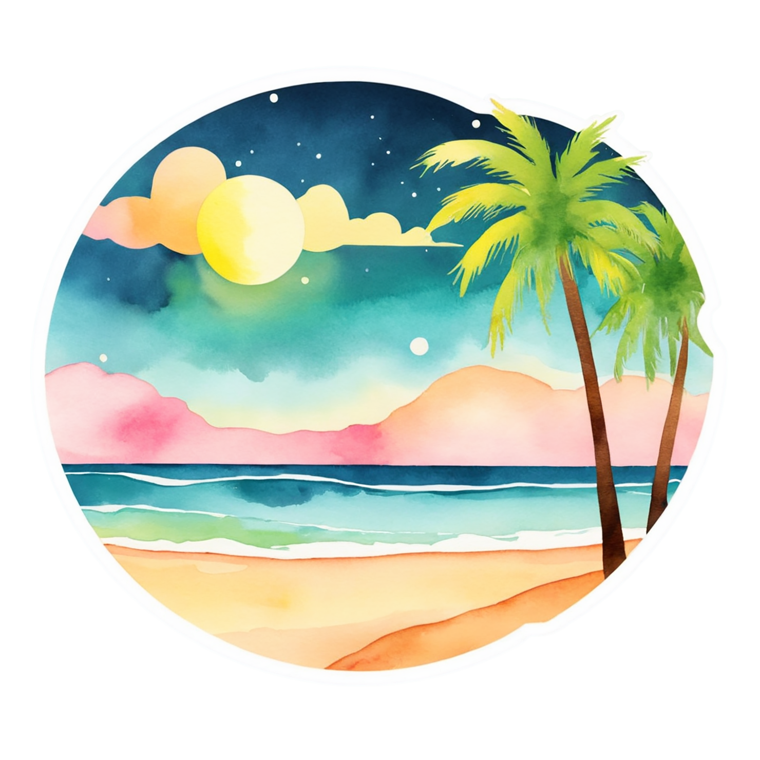 Beach Watercolor sticker isolated on transparent background #12650