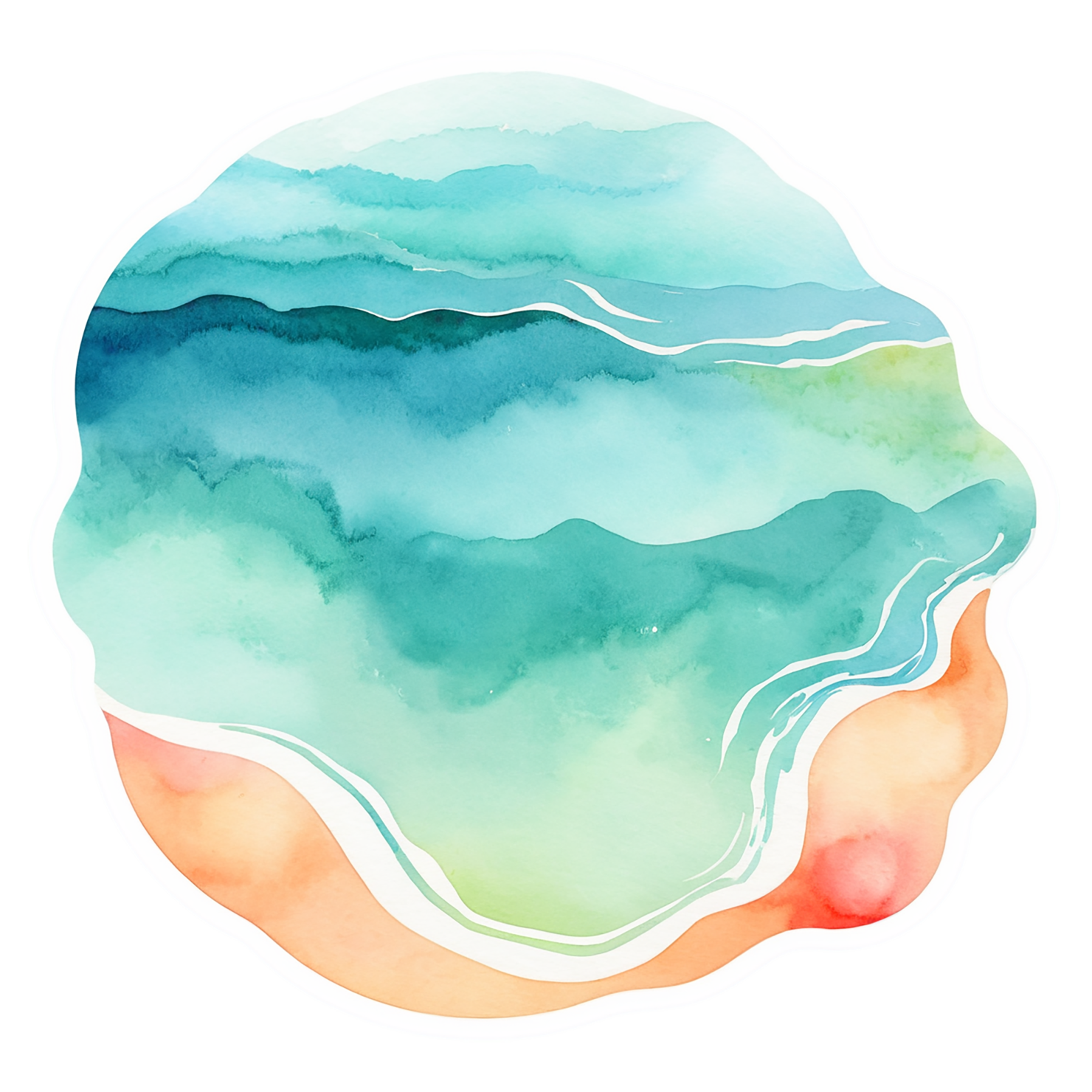 Beach Watercolor sticker isolated on transparent background #12655